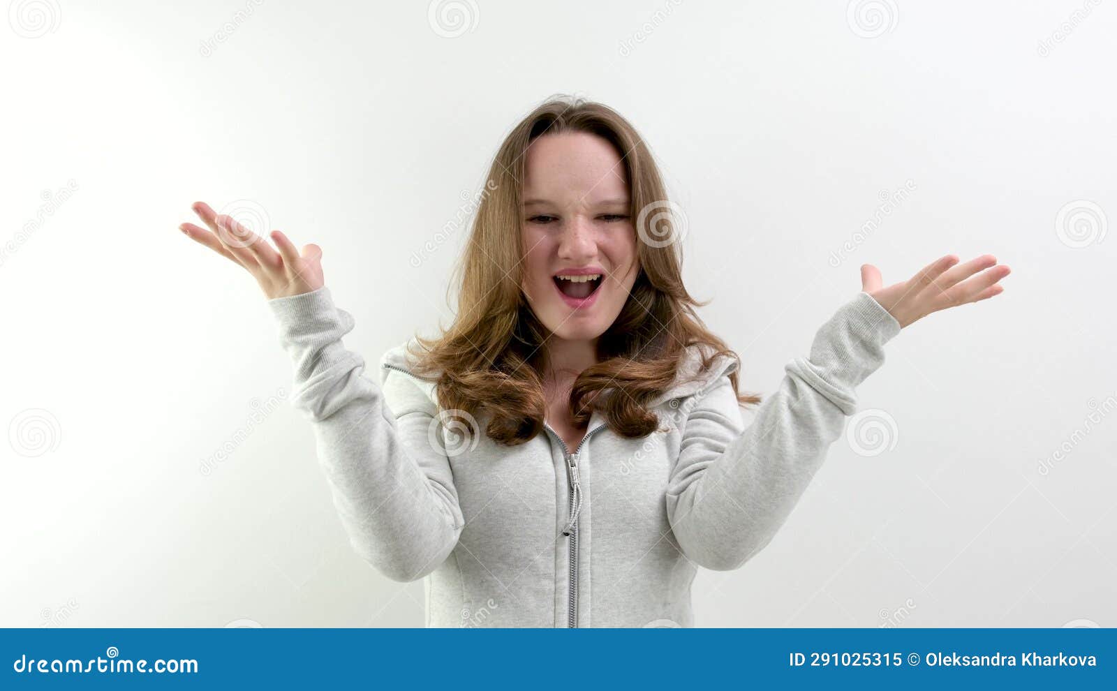 Negative Emotion of Adolescence Brain Explosion Girl with Her Hands