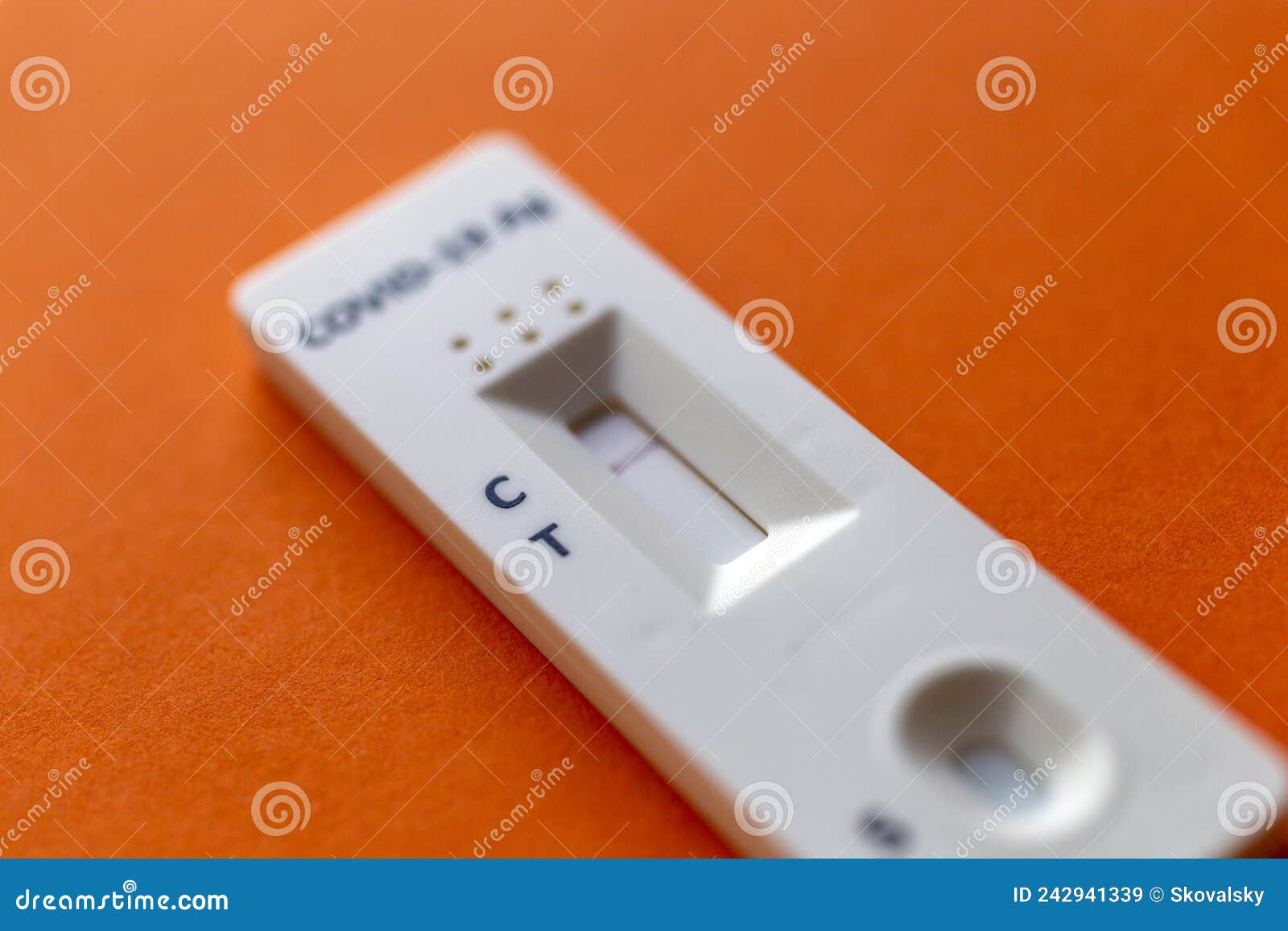 Negative Test Result by Using Rapid Test Device for COVID 19 Stock