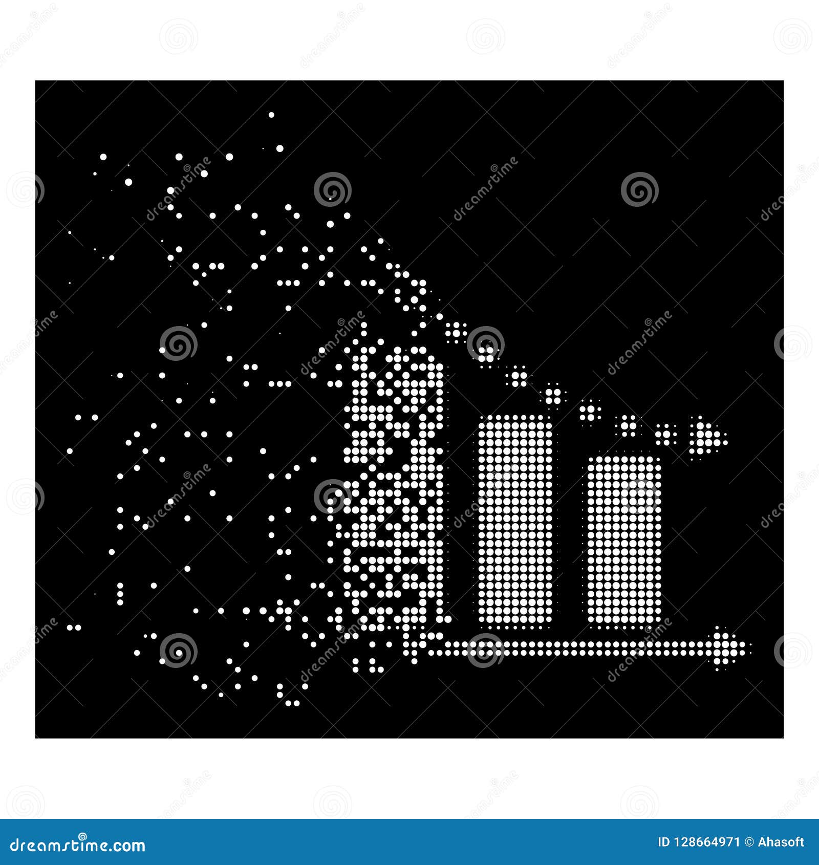 Bright Fractured Dotted Halftone Negative Trend Icon Stock Vector ...