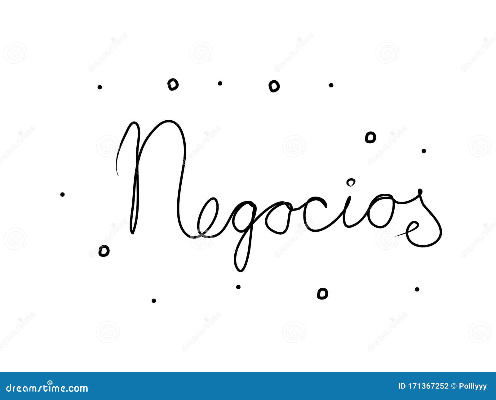 negocios phrase handwritten with a calligraphy brush. business in spanish. modern brush calligraphy.  word black