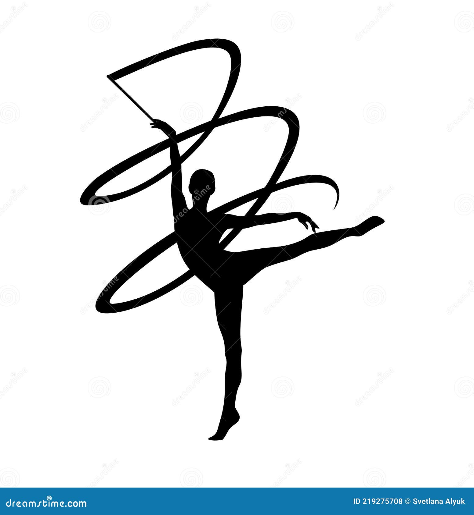 Ejercicio con cinta gimnasia rítmica chica silueta negra Imagen Vector de  stock - Alamy
