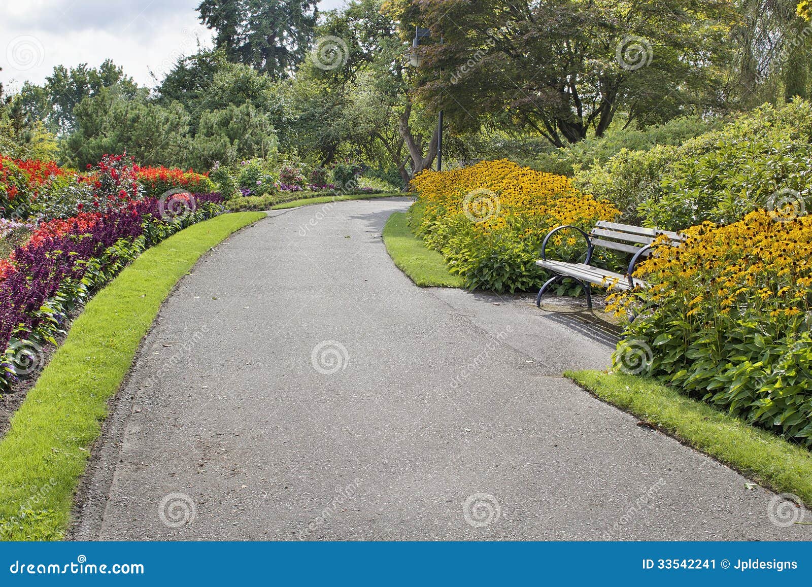 neighborhood parks flowers lined path