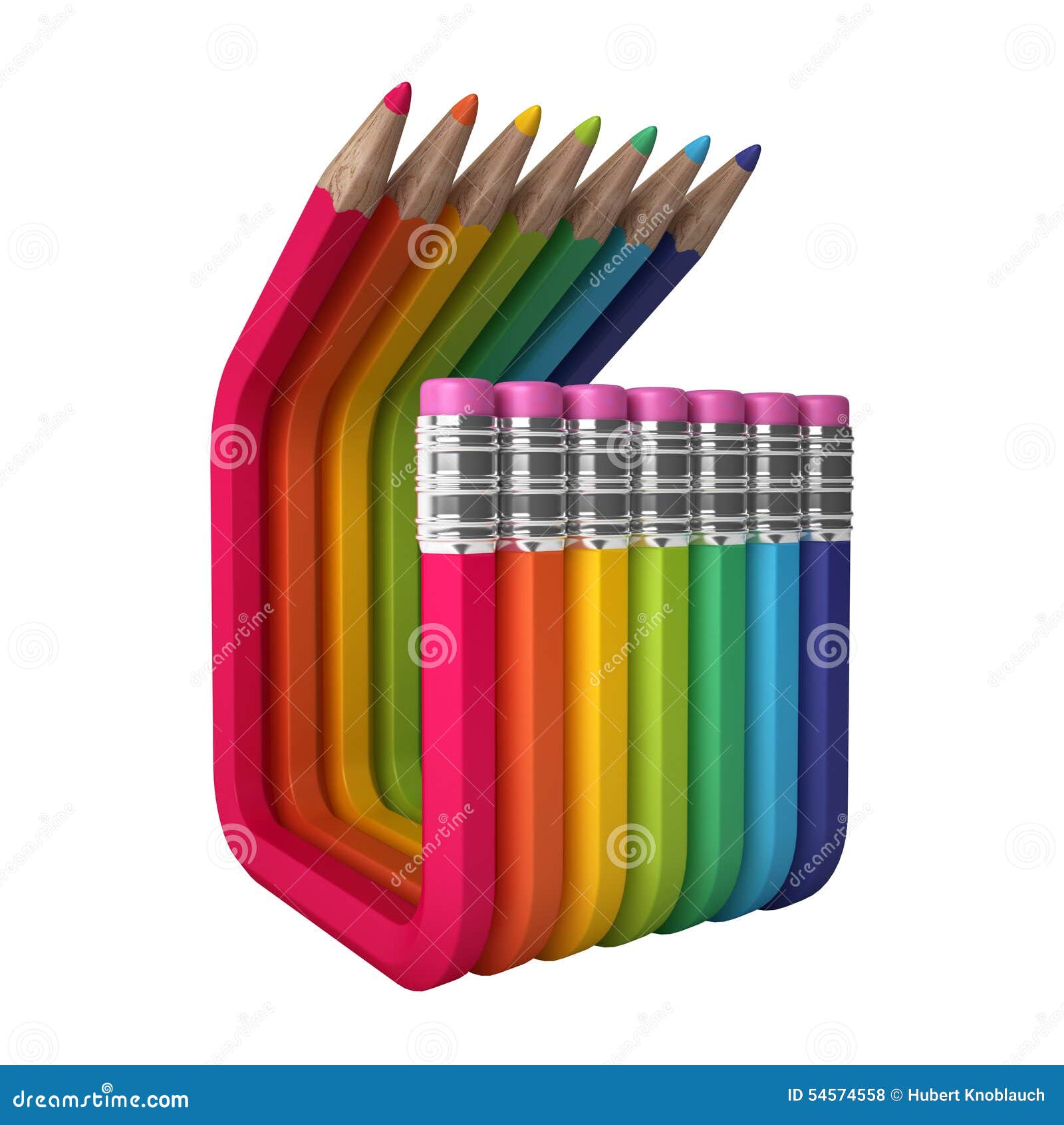 Neiging gekleurde abstracte potloden. Het beeld toont de creatieve industrie op een abstracte manier