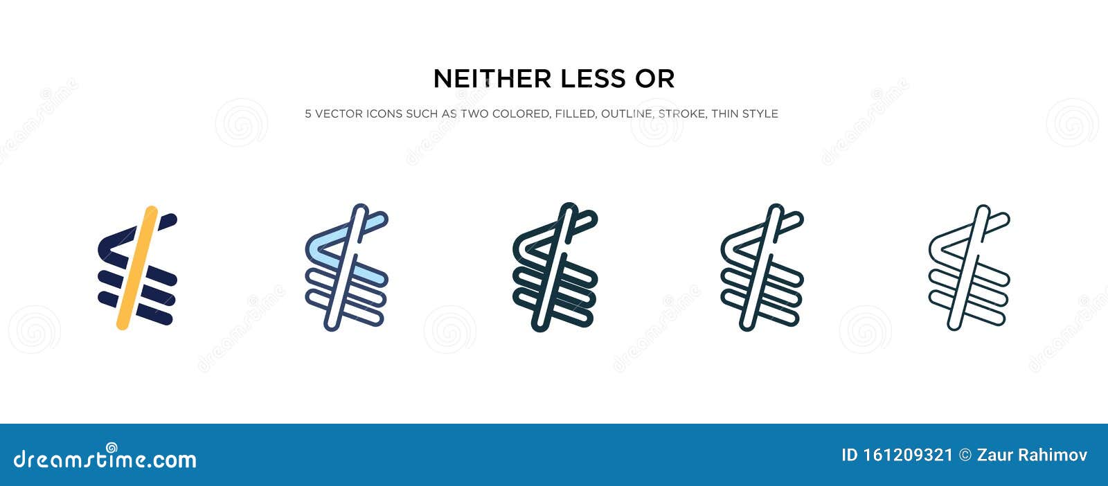 neither less or exactly equal icon in different style  . two colored and black neither less or exactly equal