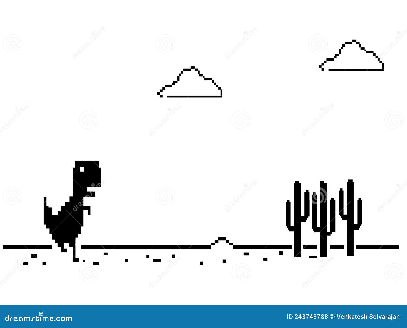 Pixel art de dinossauro descrevendo erro offline para internet