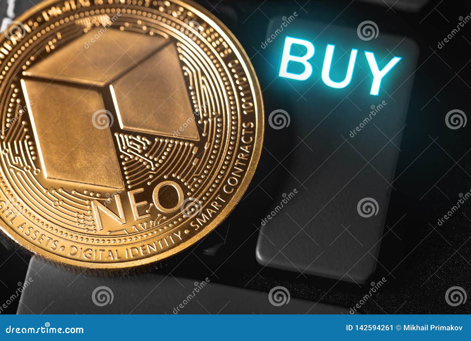 Neo coin with buy button stock image. Image of mining ...