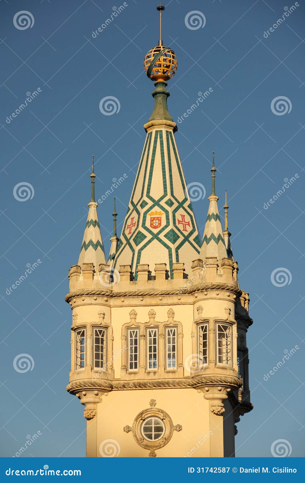 neo manueline style. town hall tower. sintra. portugal