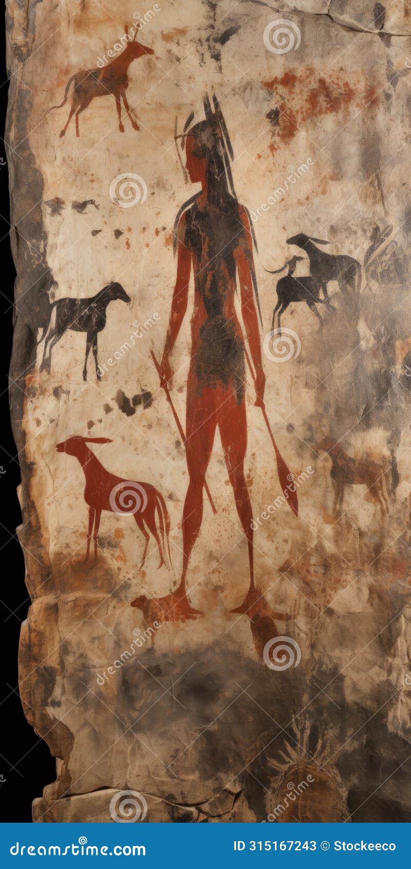 neolithic man and dog painting: realistic depictions of hunting scenes