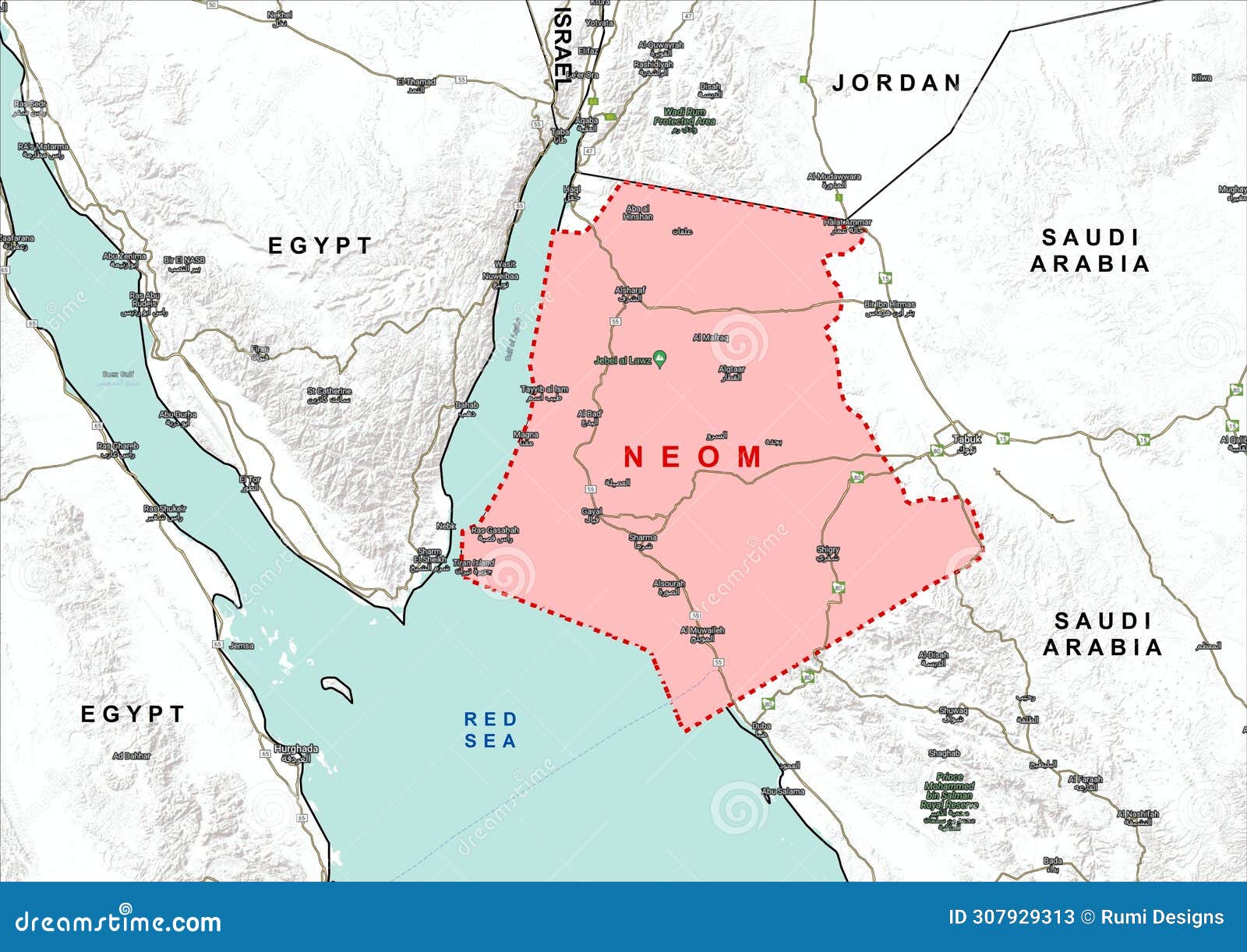 neom city tabuk province saudi arabia administrative map