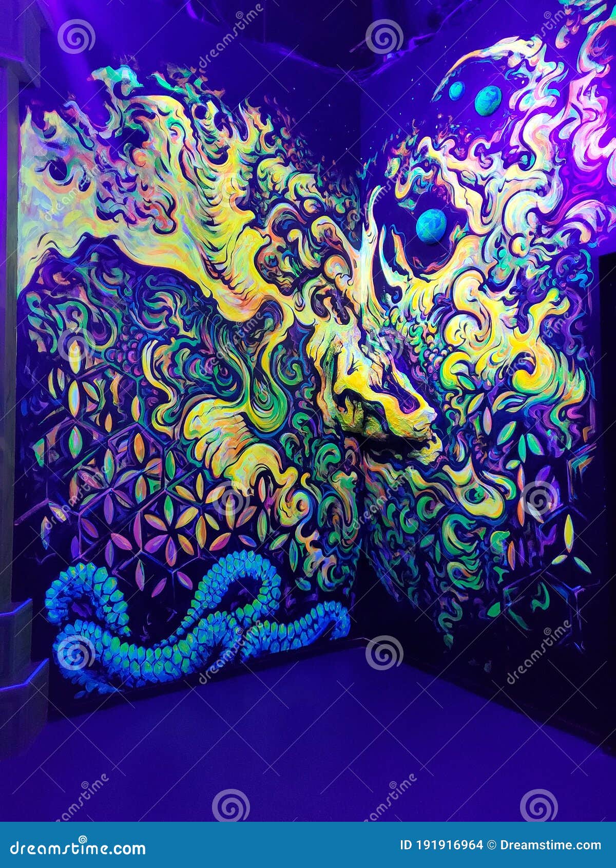 Neon Abstract Wall Painting Editorial Stock Image Image of wall