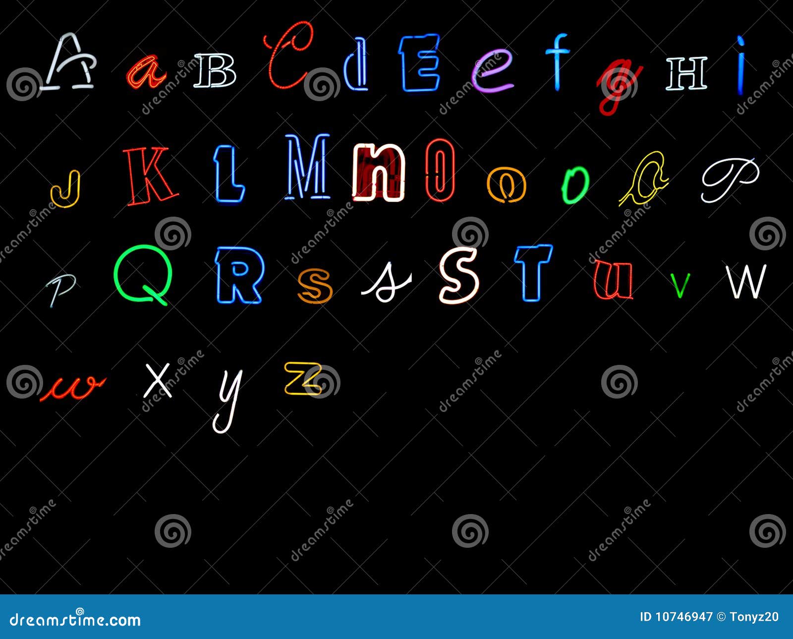 Neon alphabet letters stock illustration. Illustration of case - 10746947