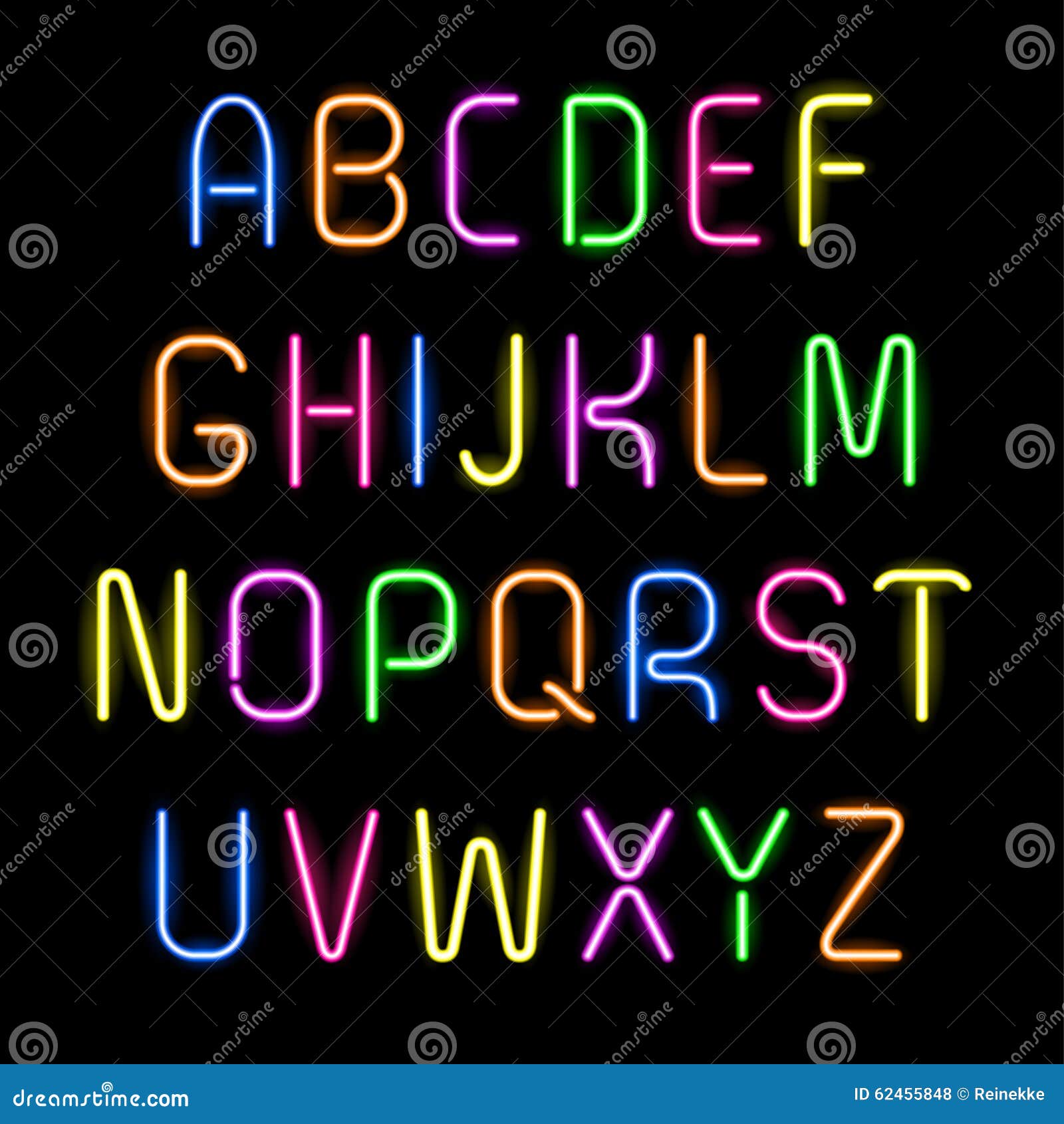 Neon alphabet stock vector. Illustration of electric 62455848