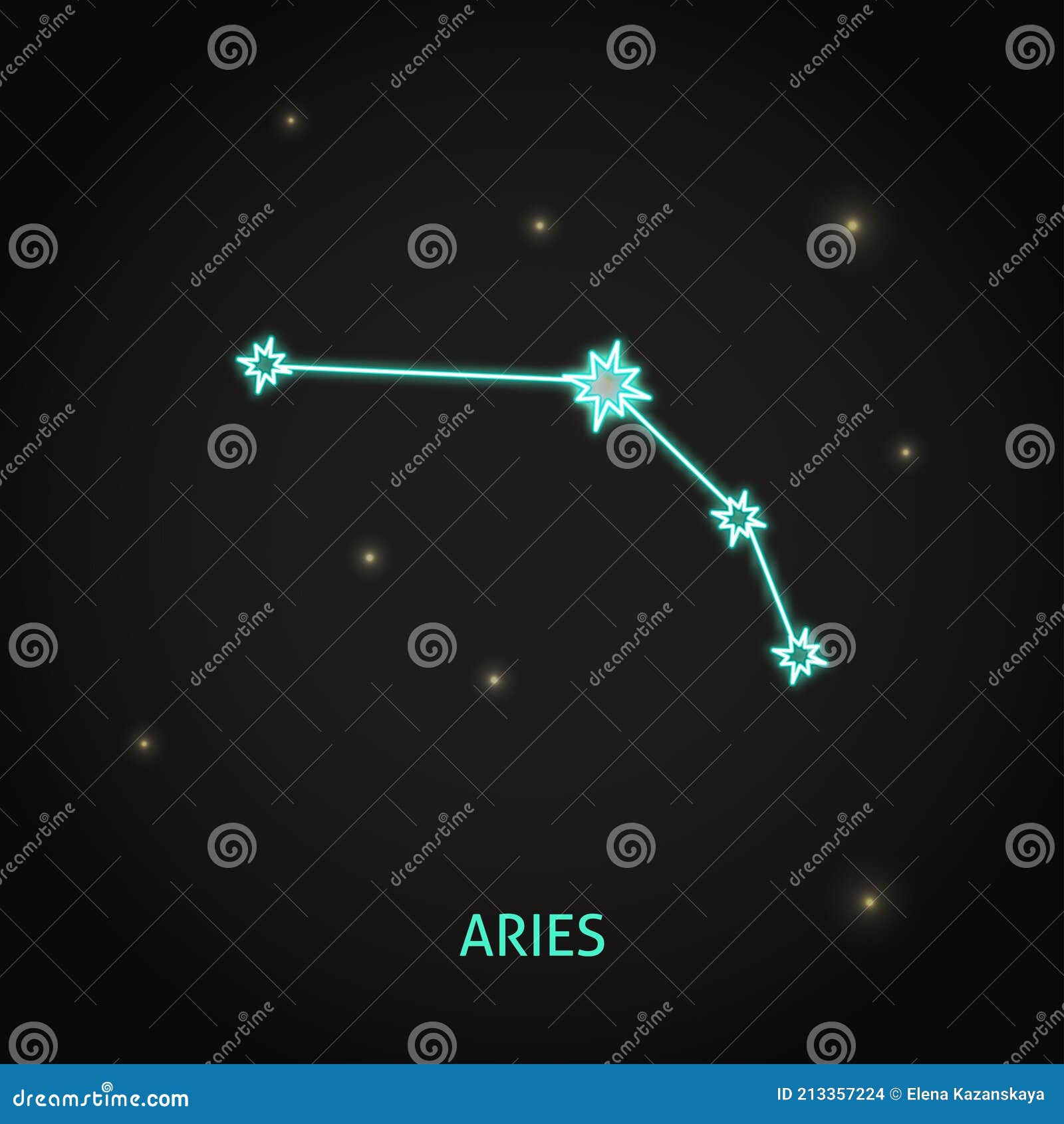 Neon Aries Zodiac Sign on Dark Background Stock Vector - Illustration ...