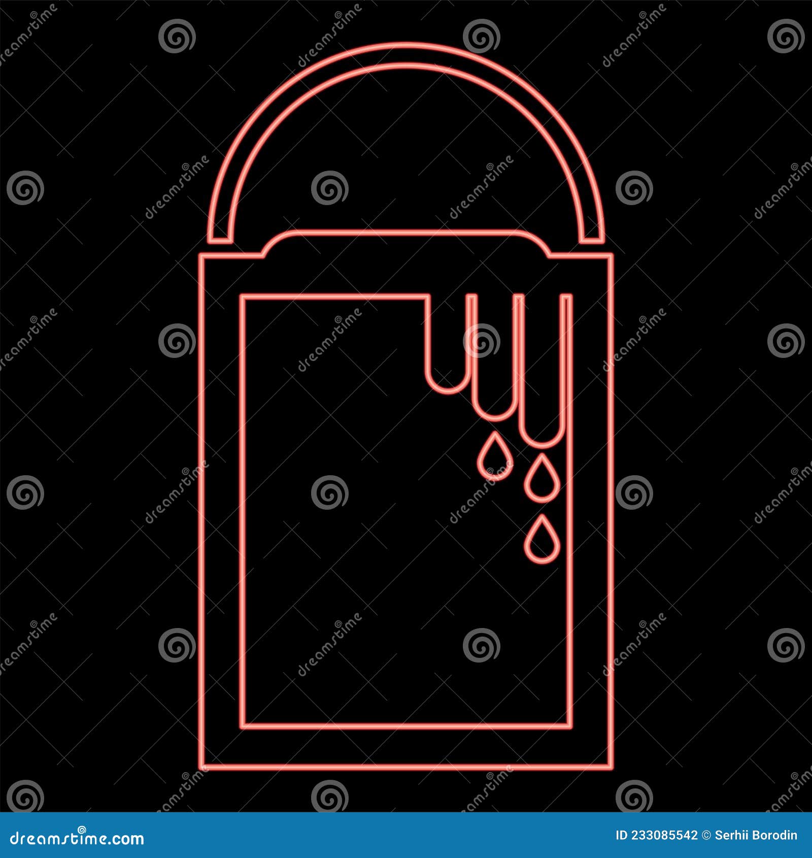 Neon Bank with a Paint Red Color Vector Illustration Flat Style Image Stock Vector