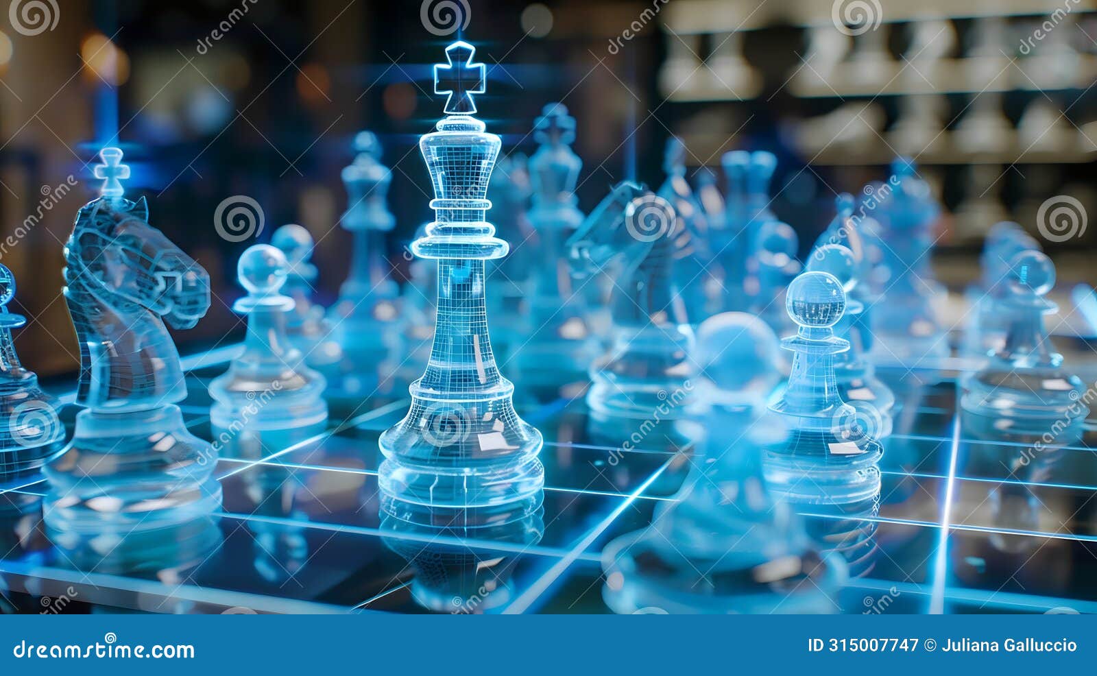 neon blue chess projection mapping concept