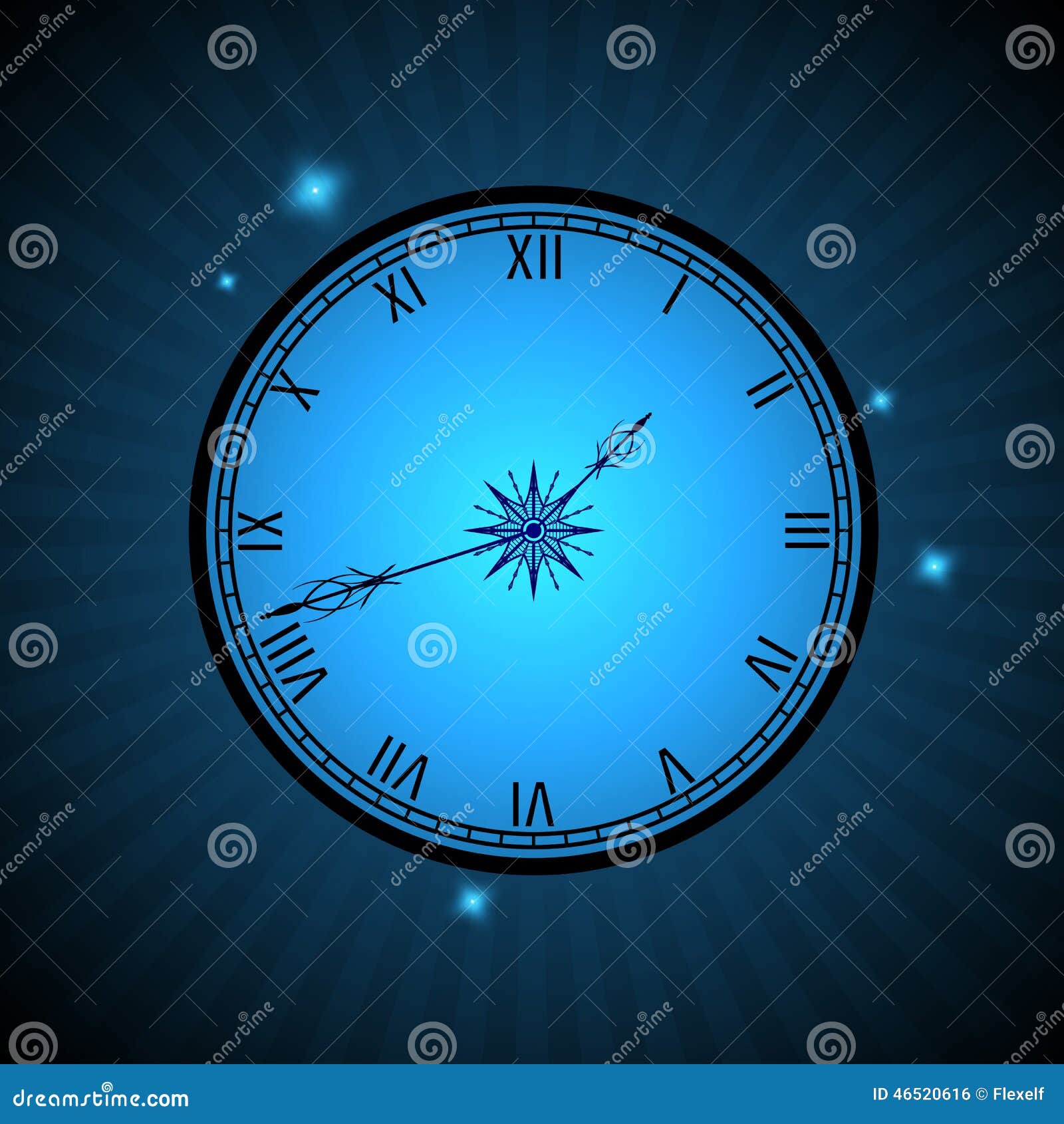 Neon blue hours stock vector. Illustration of circle 46520616