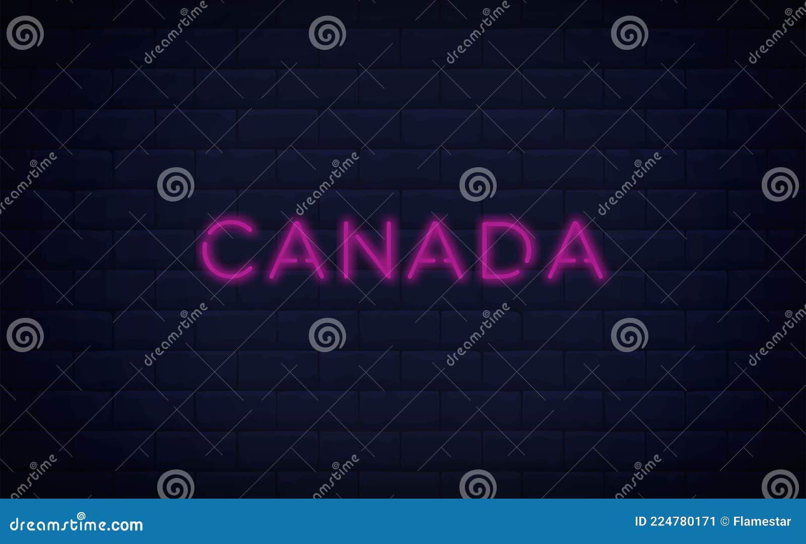 Neon Canada. Concept Vector Illustration. Canadian Flag Neon Sign Stock