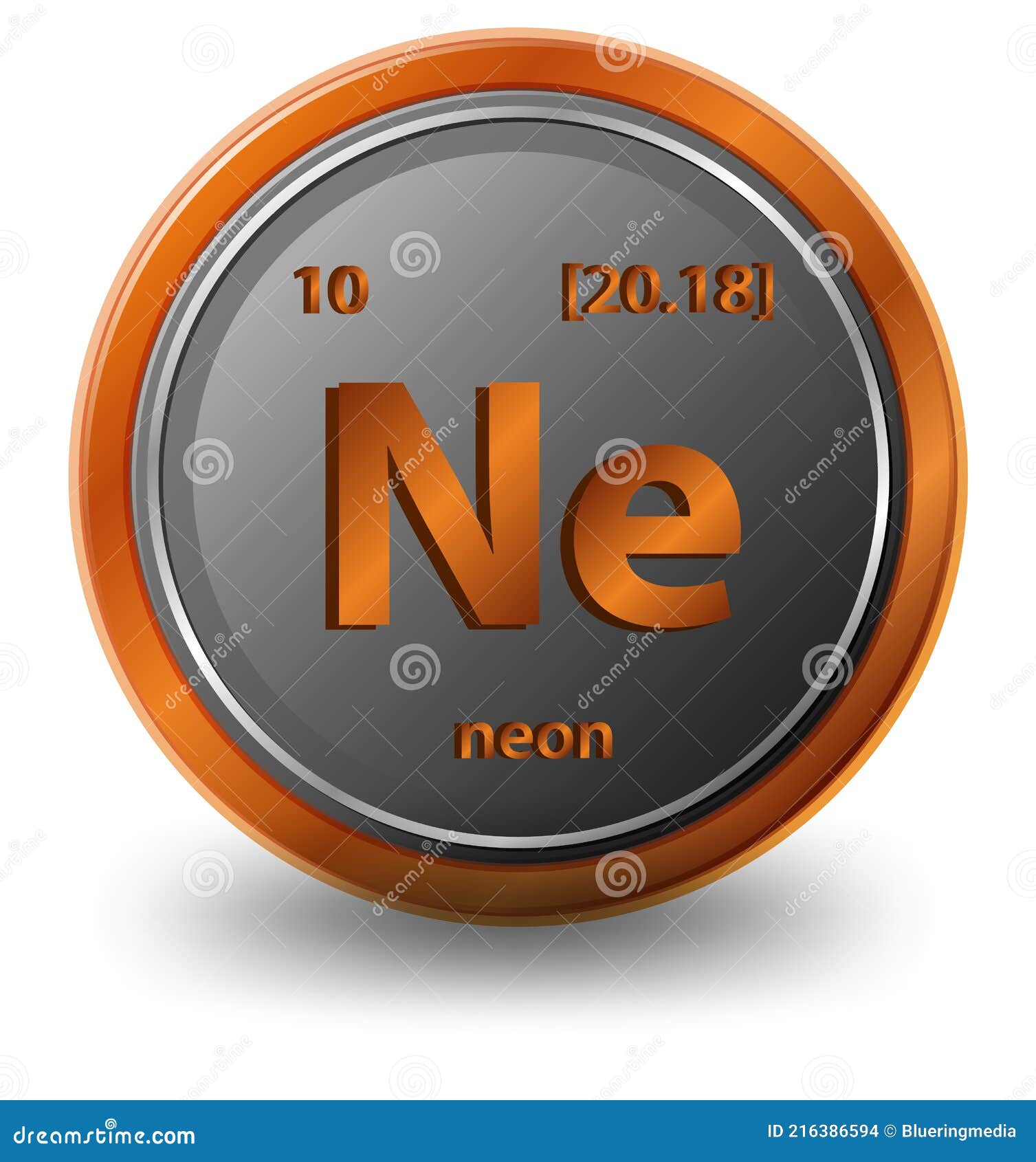 Neon Chemical Element Chemical Symbol With Atomic Number And Atomic