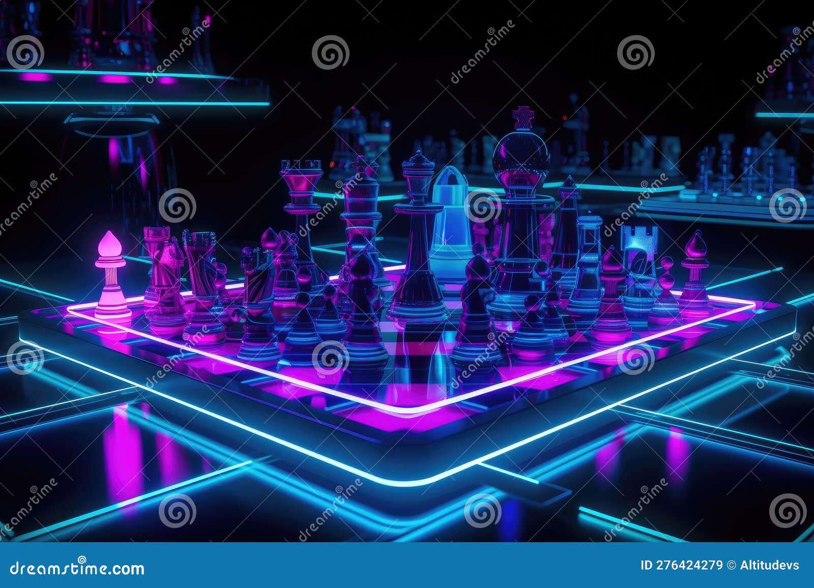 Futuristic Cyber Chess Holographic Pieces AI Stock Illustration -  Illustration of pieces, artificial: 281330401