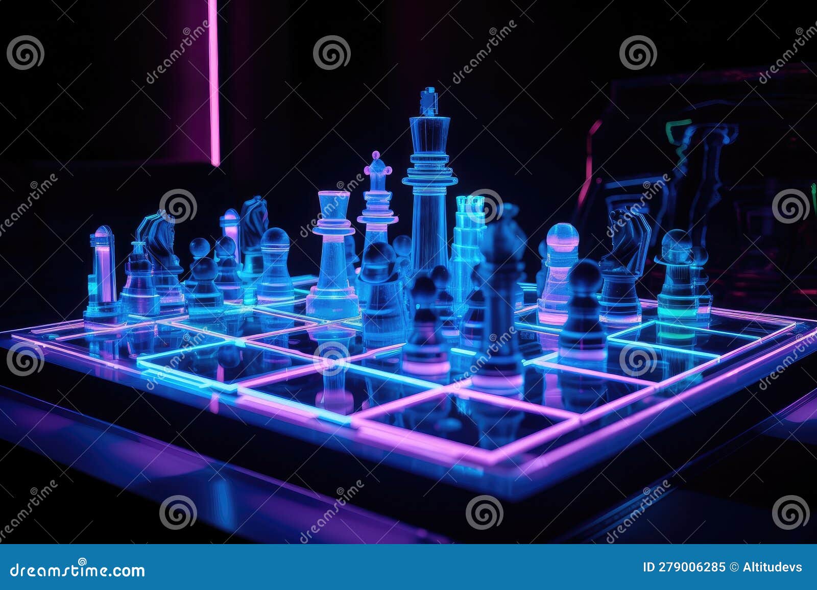 Sci-fi chess game setup