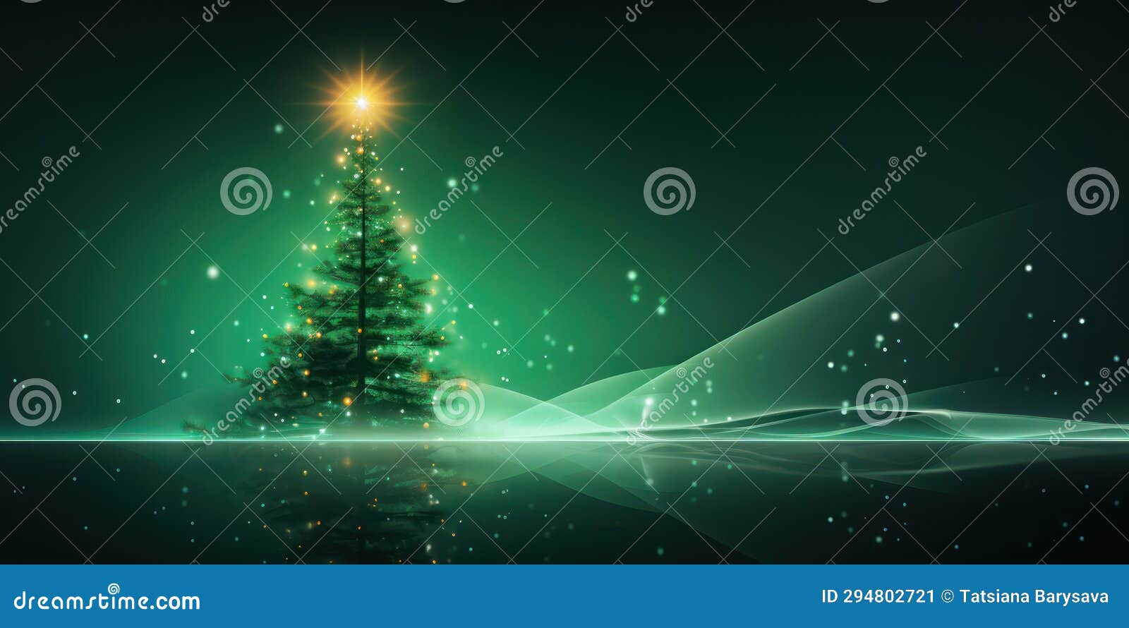 Neon Christmas Tree with Green Lights Stock Illustration Illustration
