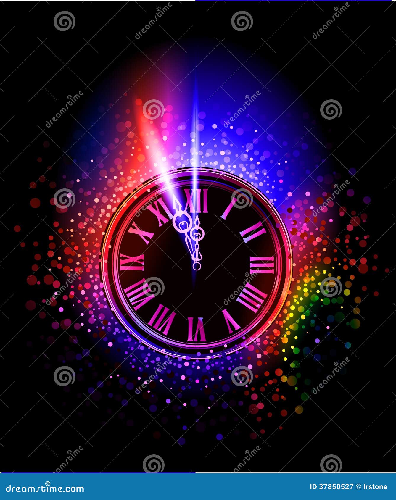 Neon clock background stock vector. Illustration of light 37850527