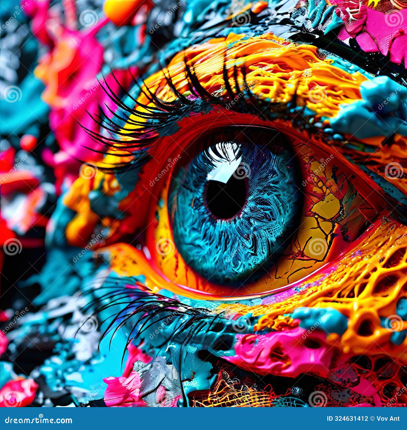 neon collage art vibrant and eclectic art piece created by coll