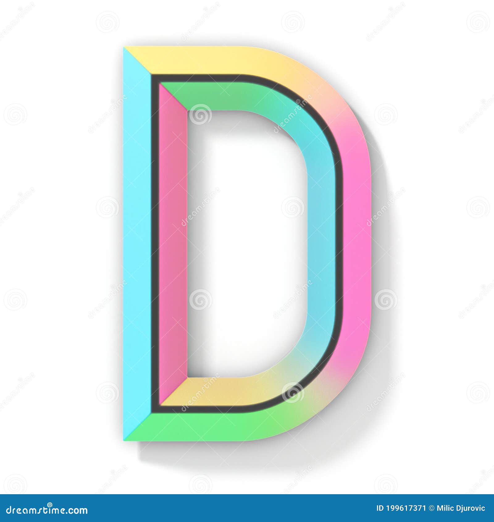 Neon Color Bright Font Letter D 3D Stock Illustration - Illustration of ...