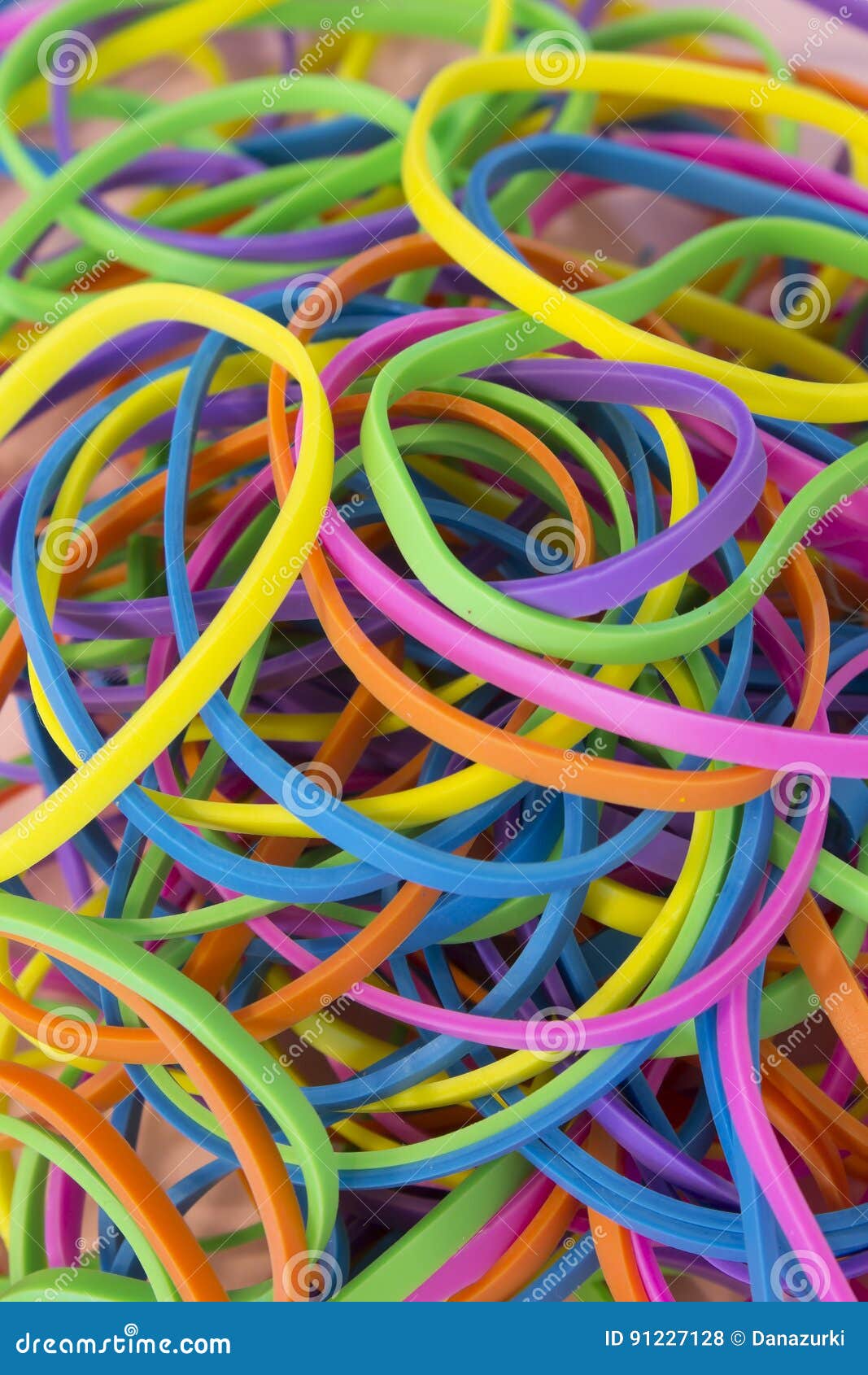 Neon Colored Elastic Rubber Bands Stock Photo Image of blue, pink