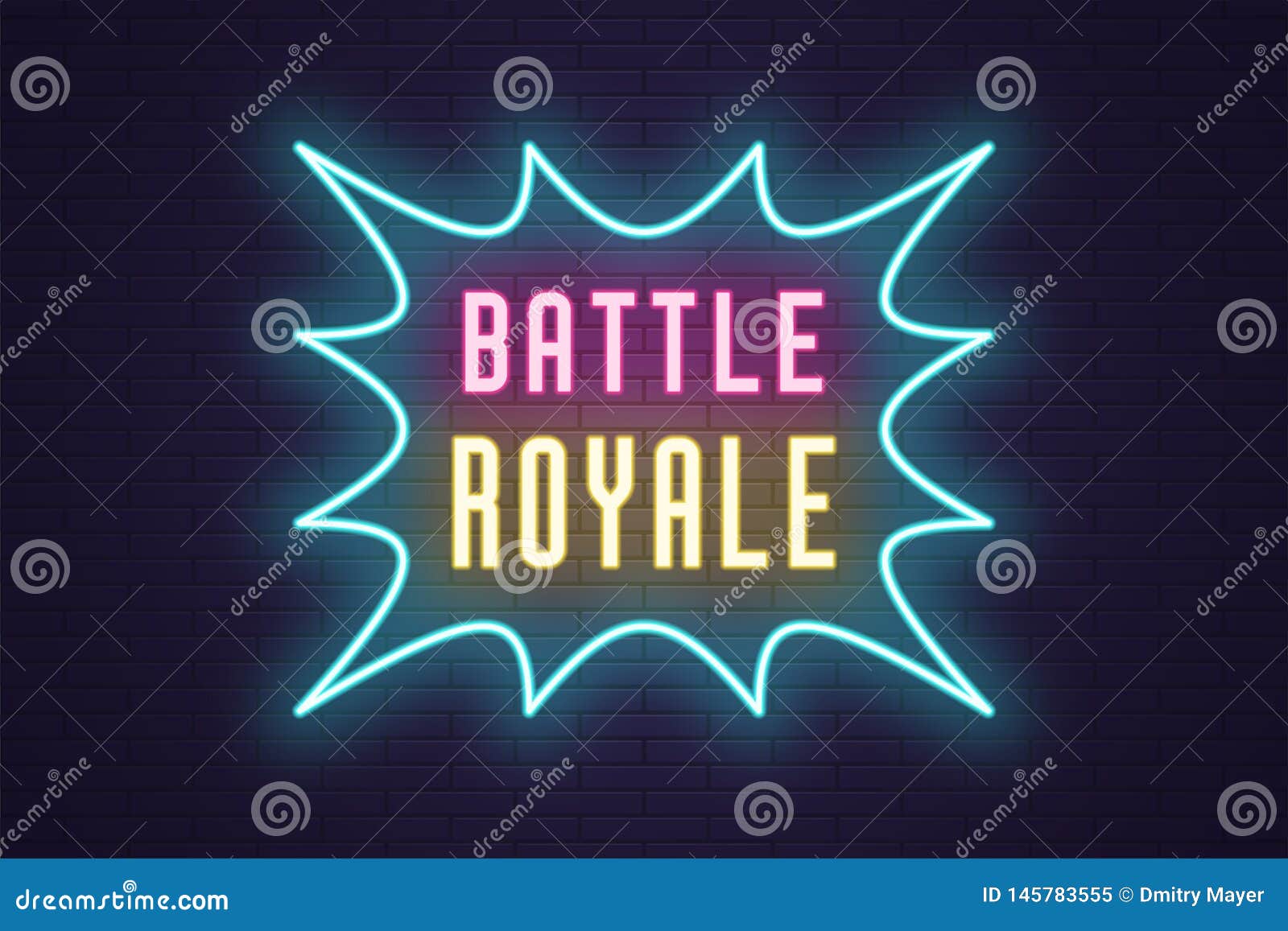 Neon Composition Of Headline Battle Royale Text Stock Vector Illustration Of Ground Explosion