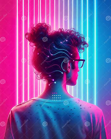 Neon Cyber Aesthetic: the Future of Digital Art Stock Illustration
