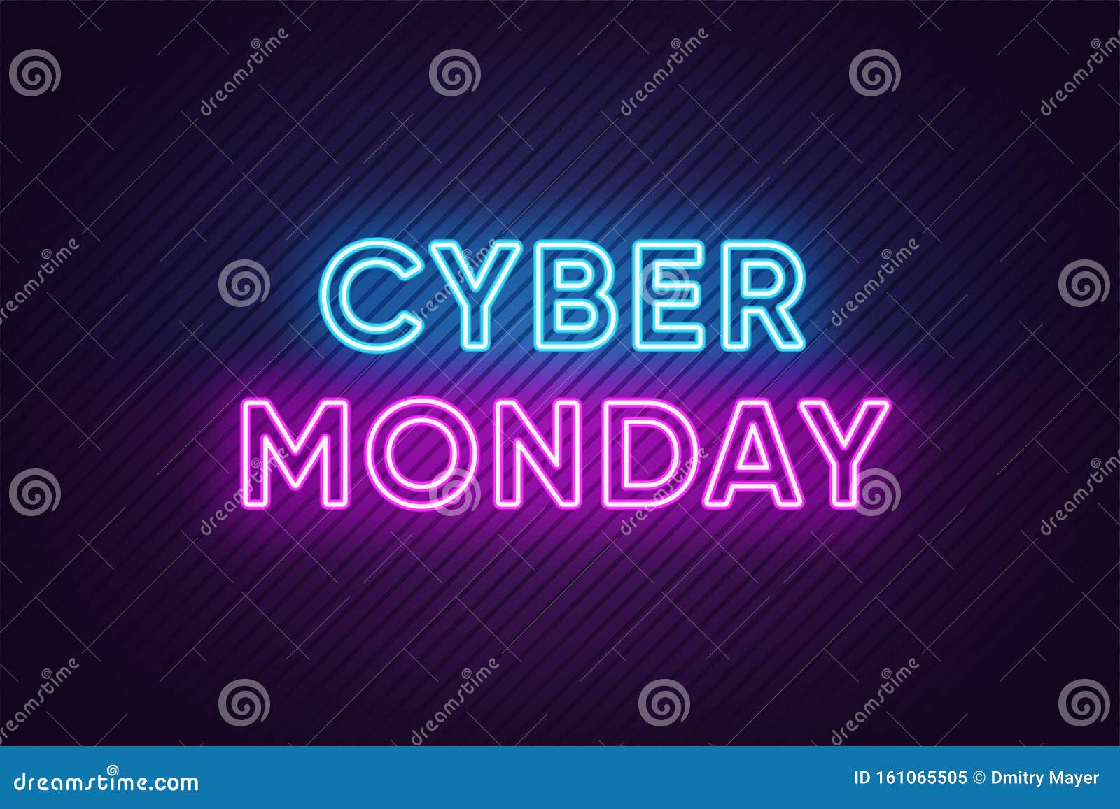Neon sign with Cyber Monday text for decoration and covering on