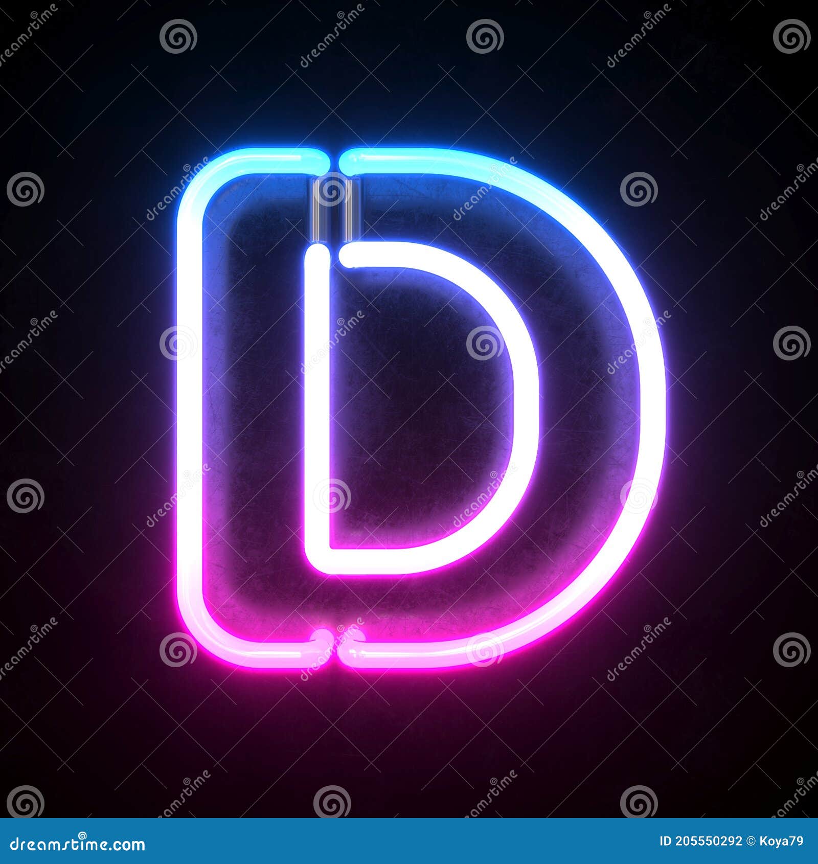 Neon 3d Font, Blue and Pink Neon Light 3d Rendering, Letter D Stock ...