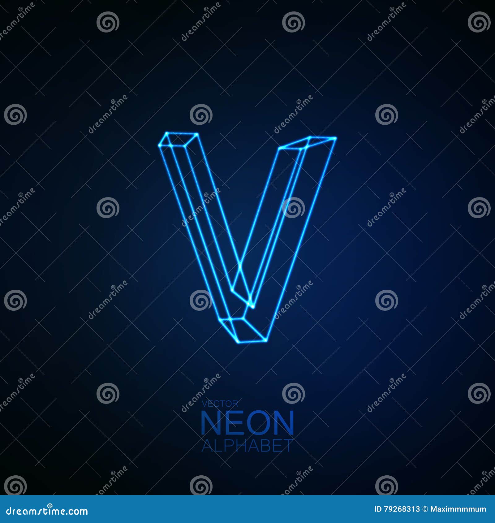 Neon 3d Letter V Stock Vector Illustration Of Light