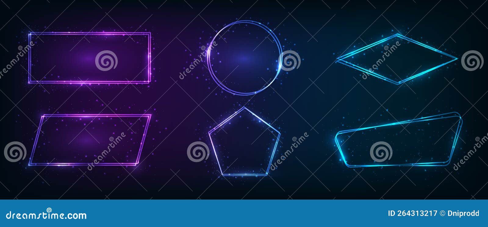 neon double frame with shining effects