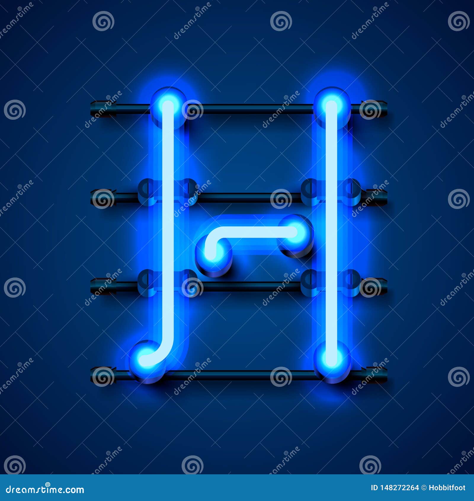Neon Font Letter H, Art Design Signboard. Stock Vector - Illustration ...