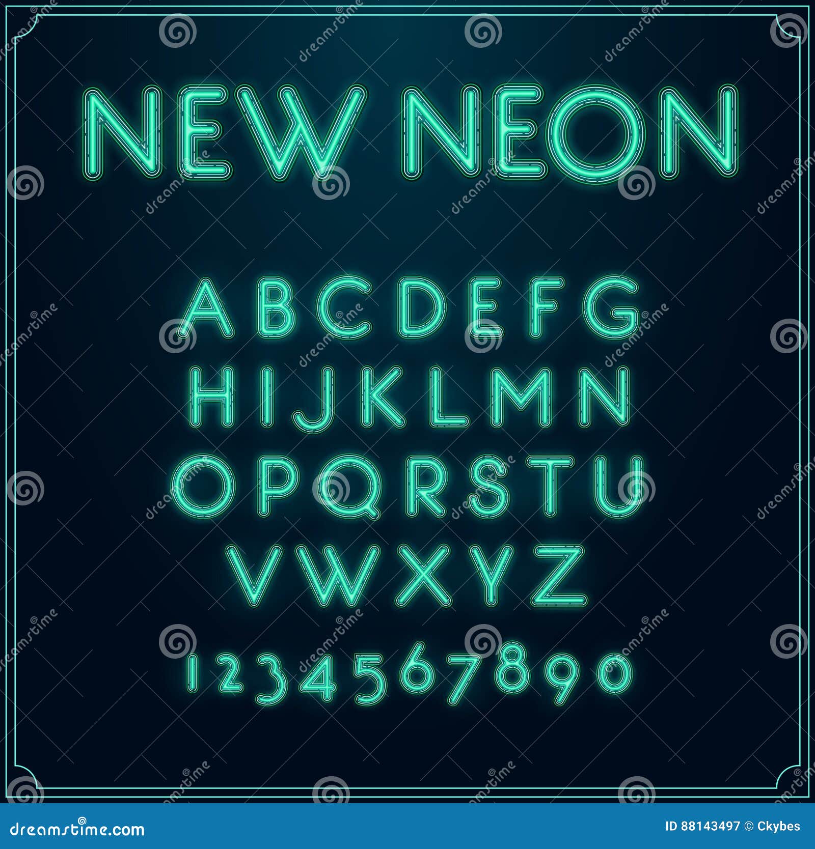 Neon Font Type Alphabet. Glowing in Vector. with Numbers Stock Vector ...