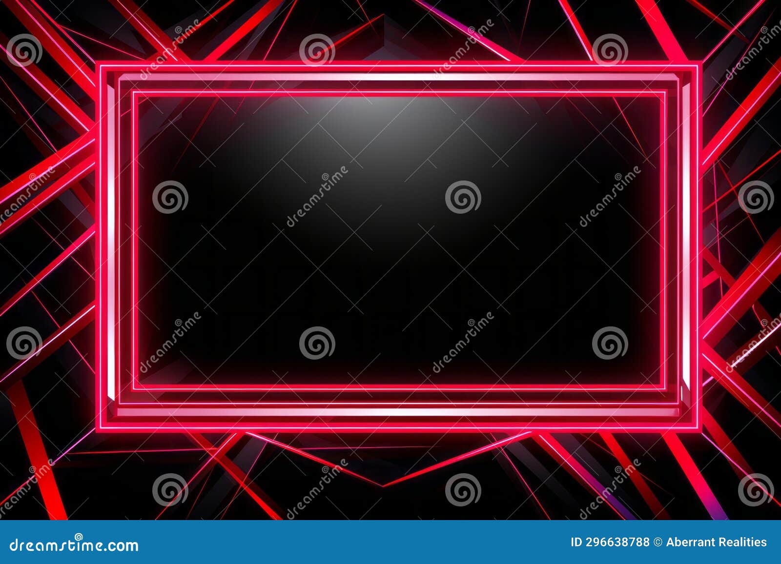 Neon Frame on a Black Background with Red and Pink Lights Stock