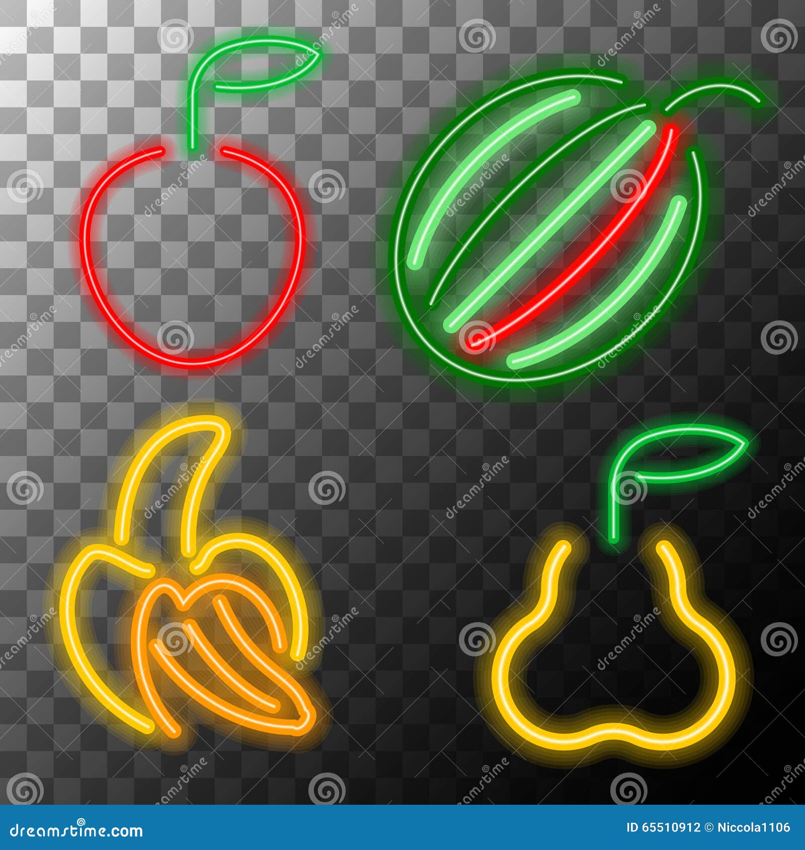 Neon Fruit stock vector. Illustration of pack, night 65510912