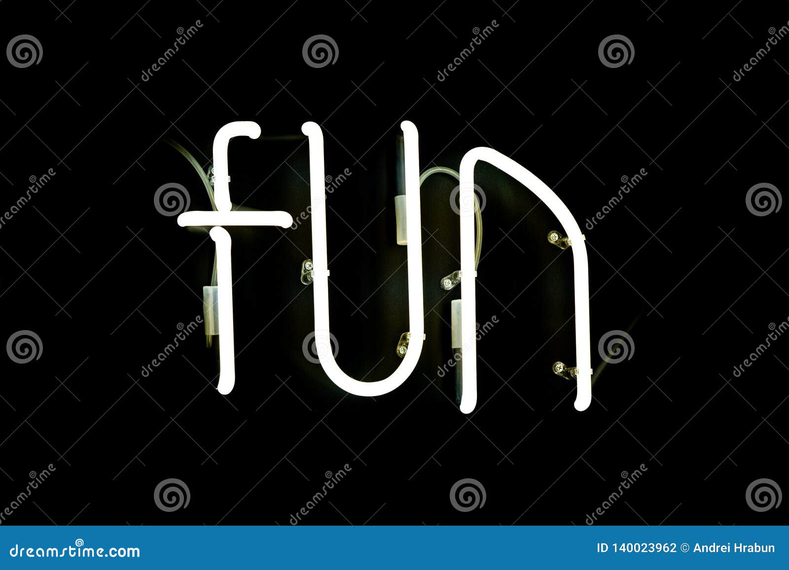 Neon FUN White Color Sign on Black Background Stock Photo Image of