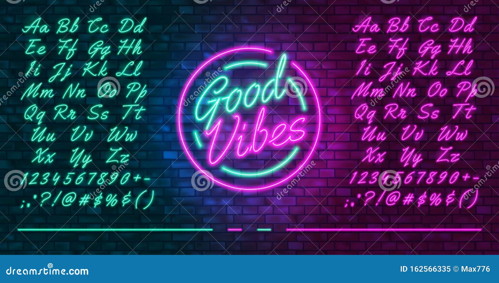 neon futuristic font, luminous blue and pink uppercase and lowercase letters, colorful bright neon hand drawn typeface, glowing