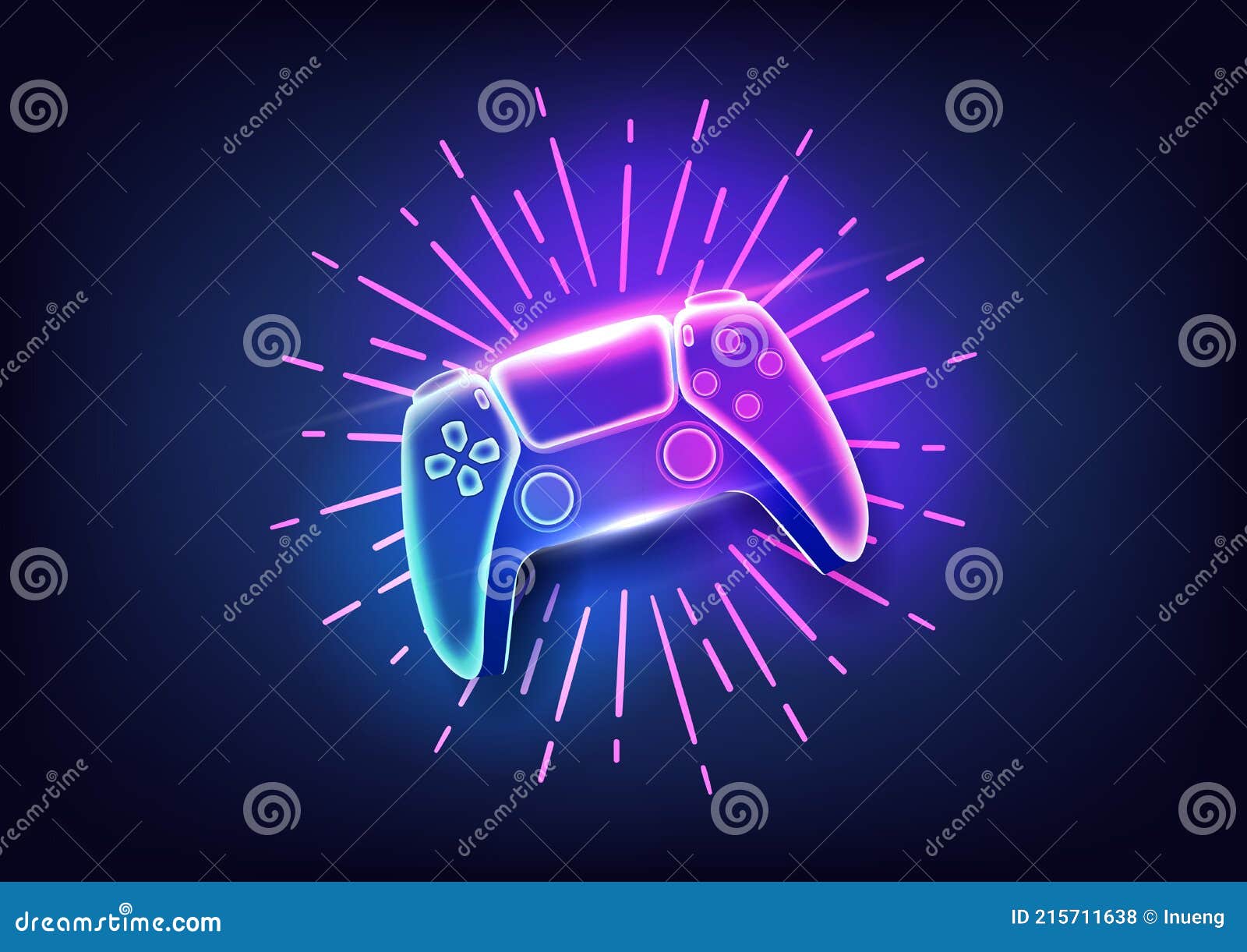 Neon Game Controller or Joystick for Game Console. Stock Vector -  Illustration of joystick, background: 215711638