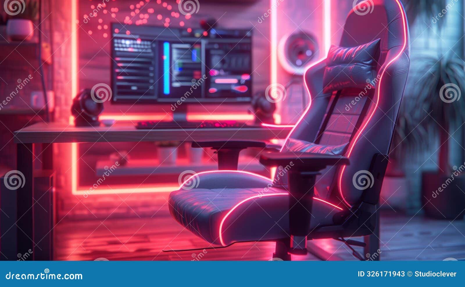 neon gaming setup - generative ai