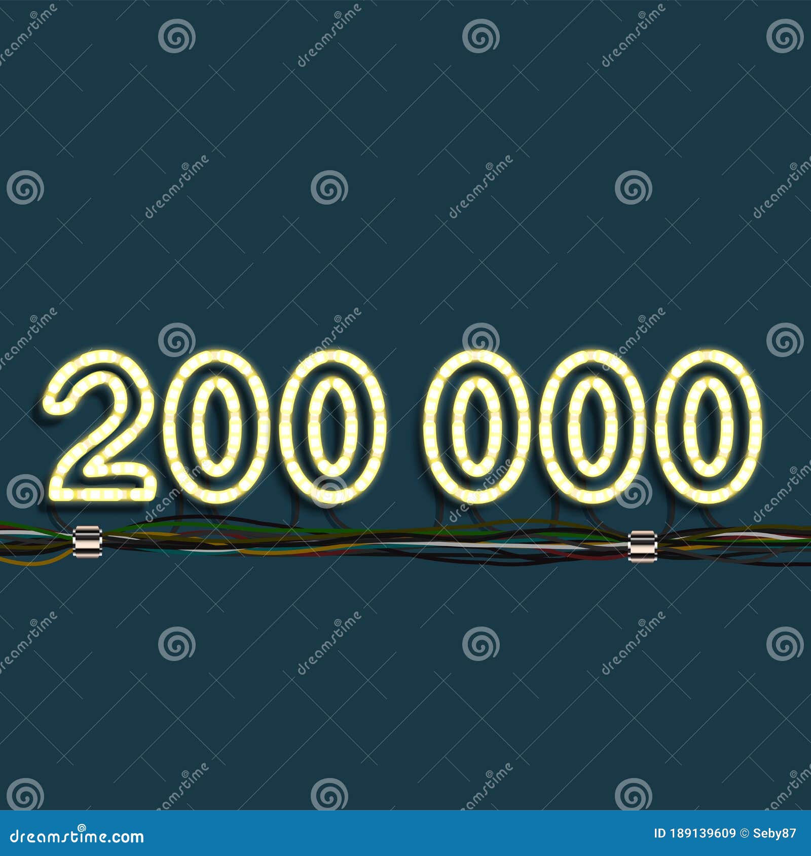 Neon Garland Number, Vector Stock Vector Illustration of garland