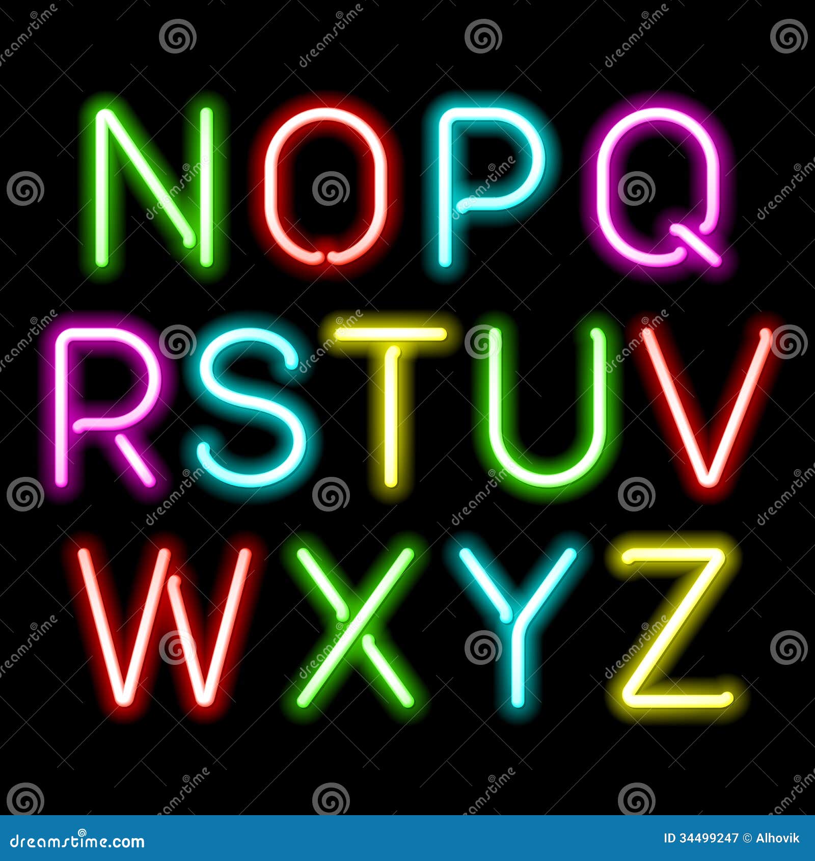 neon glow alphabet