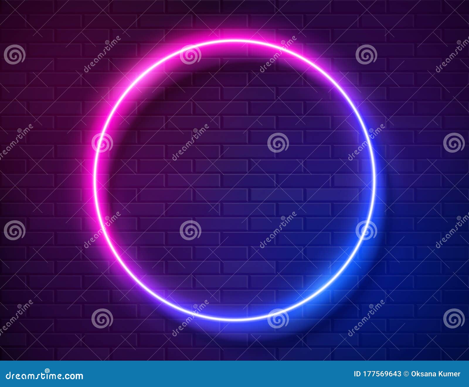 Neon Sign Of Chinese Hieroglyph Means Harmony In Circle Frame With