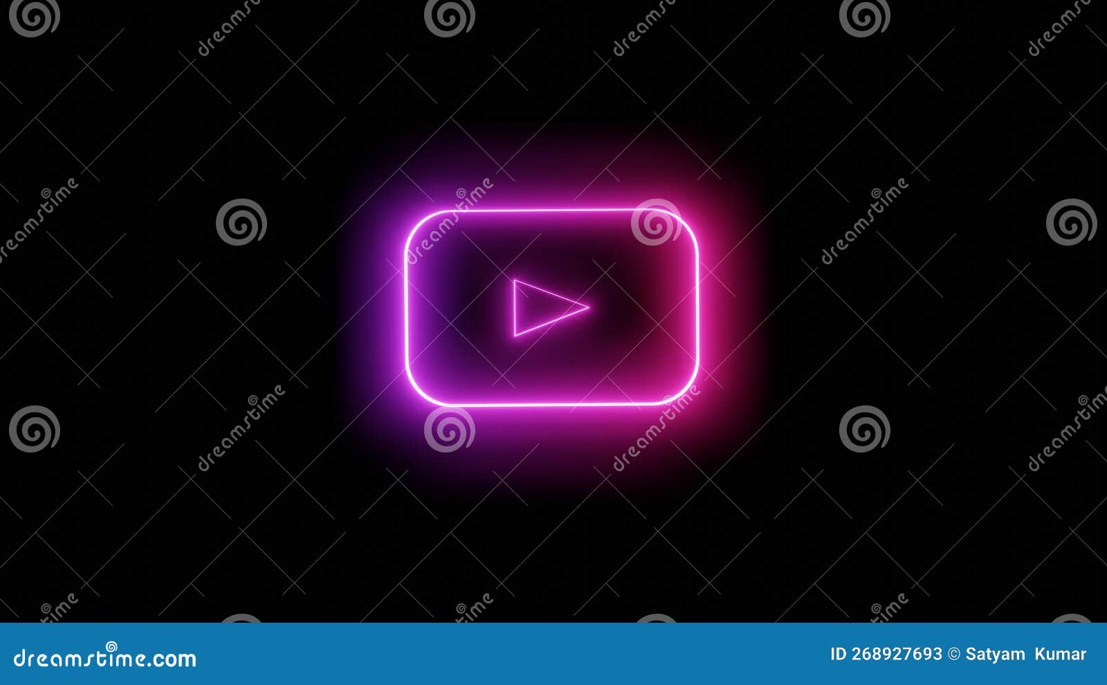 Neon Glowing Youtube Logo Image on Black Background Editorial Stock