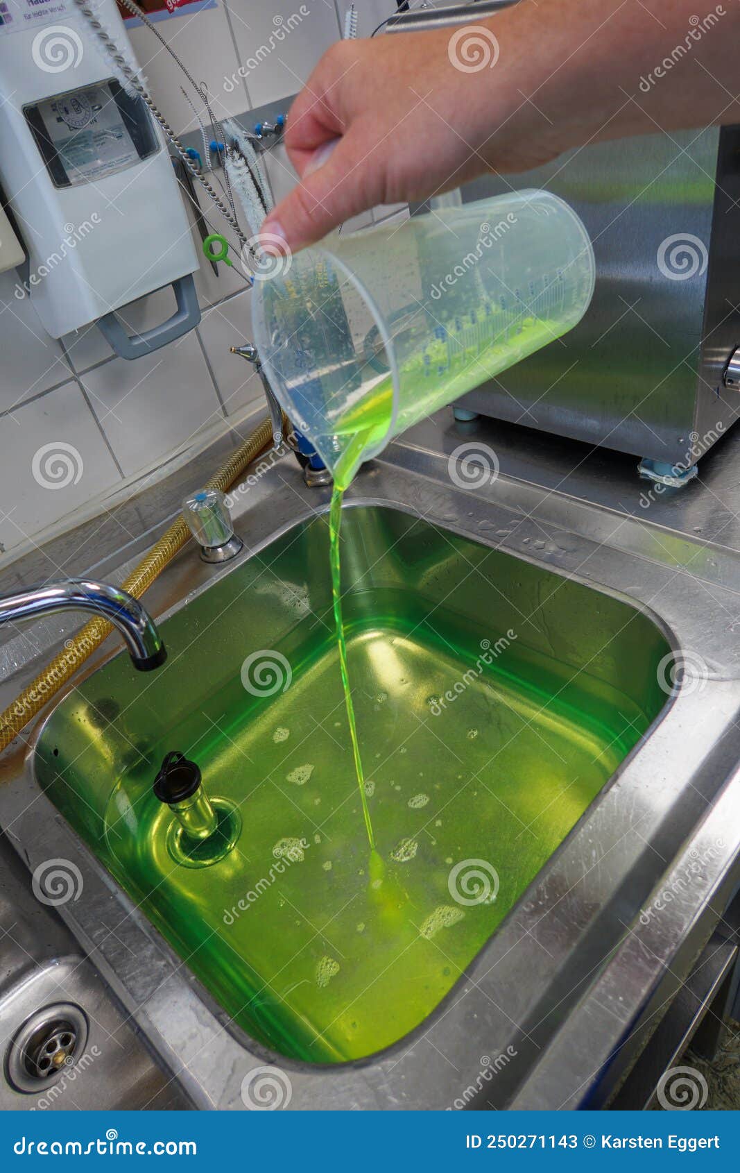 Neon Green Liquid is Put into a Water Bath Stock Image Image of color