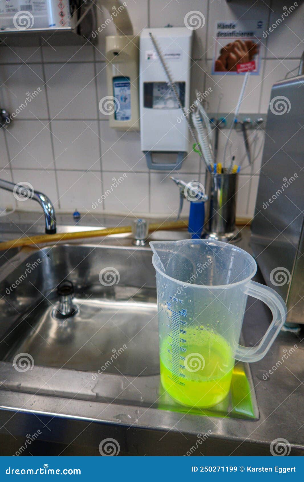 Neon Green Liquid is Put into a Water Bath Stock Image Image of black