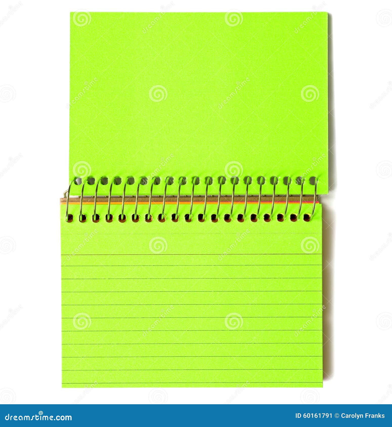 Neon Green SpiralBound Note Cards Stock Image Image of element